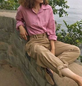 Dusty Rose Button-Down Top