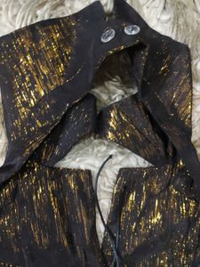 Black and Golden Halter Neck Corset Top
