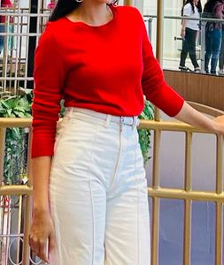 Red Long Sleeve Knit Top