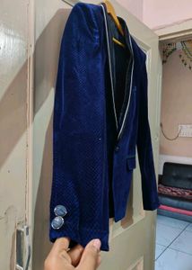 Navy Blue Velvet Blazer