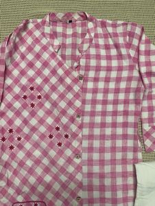 Pink Checkered Kurti Set