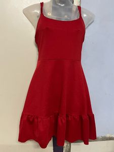 Pintrest Red Ruffle Hem Mini Dress