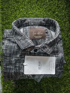 Ice Blue Patterned Casual Shirt