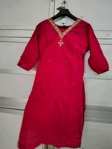 Red Embellished Kurti