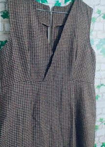 Checkered V-Neck Dress