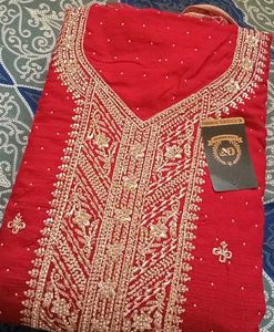 Red Embroidered Kurta Set