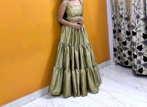 Mirror Work Blouse With Flared skirt
