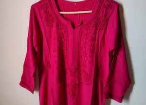 Rose Pink Chikankari Kurti 🌹