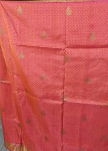 Pure silk Kanjivaram Pink &amp; Gold Saree