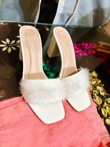 White Furry Heels