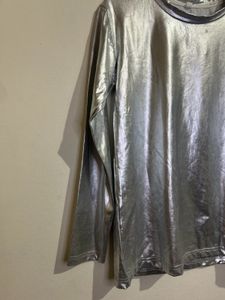 Stylish Silver Long Sleeve Top