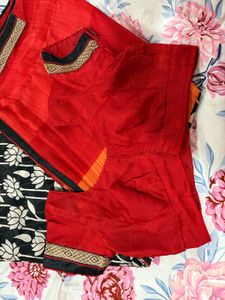 Elegant Floral Saree with Stitched Blouse(upto 38)