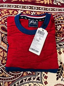 PETER ENGLAND Men Colorblock Round Neck Blue