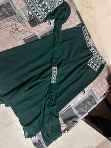 Embroidered Green Crop top Plazo and dupatta set