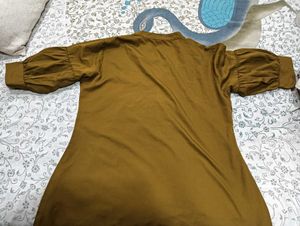 Olive Green Puff Sleeve Dress