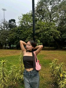 Black tank top with scarf