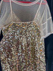 Sequin Cami and Mesh Top Set