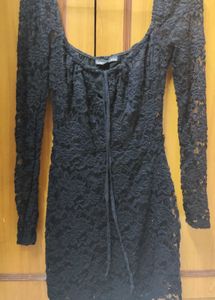 Lace Detail Black Dress