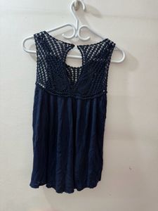 Navy Crochet Tank Top