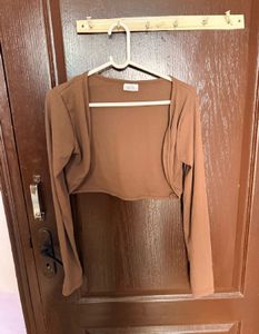 Brown Long Sleeve Mini Dress