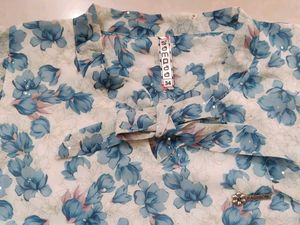 Beautiful Blue Print Flower Top For Girl 🫶🌺💙
