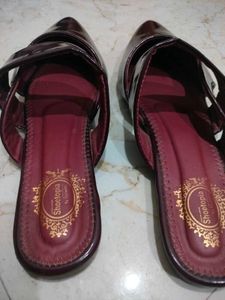 Burgundy Pointed Toe Mules