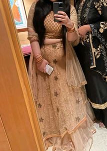 Beautiful Peach Glitter Embroided 3 Peice Lehenga