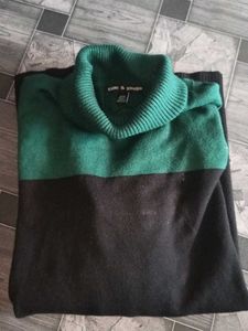 Two-Tone Turtleneck Sweater