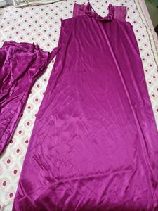 Purple Satin &amp; Lace Nightgown
