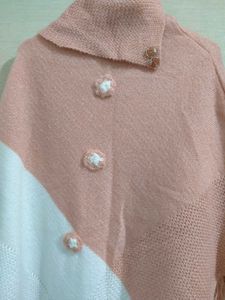 Peach &amp; White Poncho