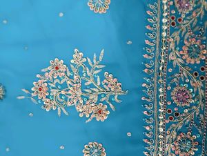 Blue Pure Hand Work Saree