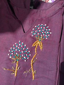 Embroidered Purple Kurta
