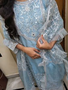 blue pakistani mirror work  Kurta Set