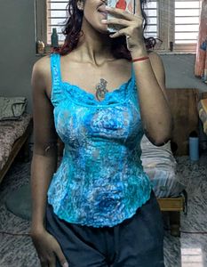 y2k Blue Lace vintage Top