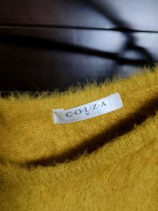 Women Mustard Fuzzy Tank Top