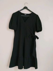 Casual Black Wrap Dress - Outryt By Azorte