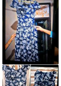 Blue & White Print Dress