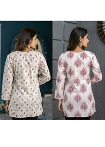 Printed Cotton Tunic Set Of 2