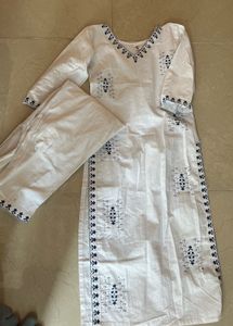 Elegant White Embroidered Kurta Set