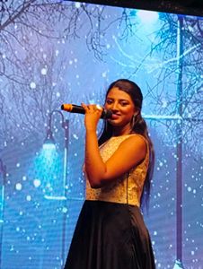 Elegant Gold & Black Evening Gown