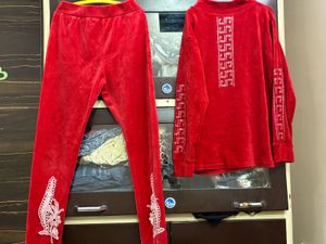 Red Velvet Lounge Set