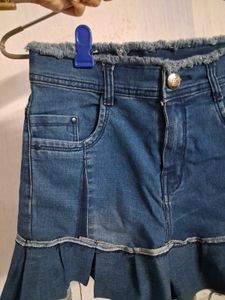 Upcycled Denim Self Design Skirt