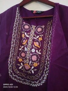 new Purple Roman Silk Embroidered Kurta Set