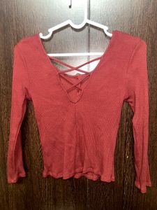 Cute Red Long Sleeve Top