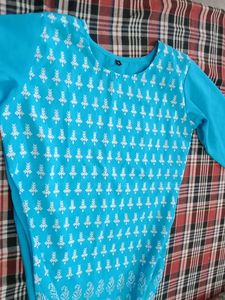 Fabulous Skyblue Printed Kurta