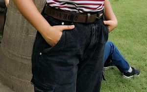 Black Denim Cargo Pants