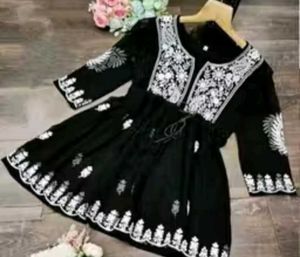Embroidered Black Dress