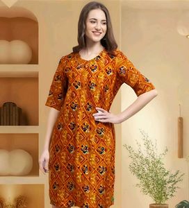 🎏 Kurta in Navy Blue & Gold print Orange