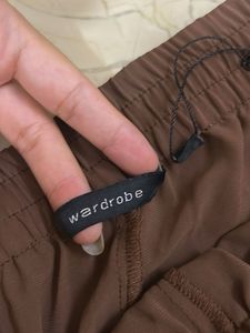 Brown Wide Leg Drawstring Pants