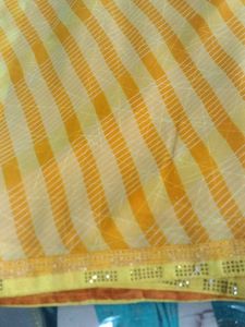 Yellow Striped Saree